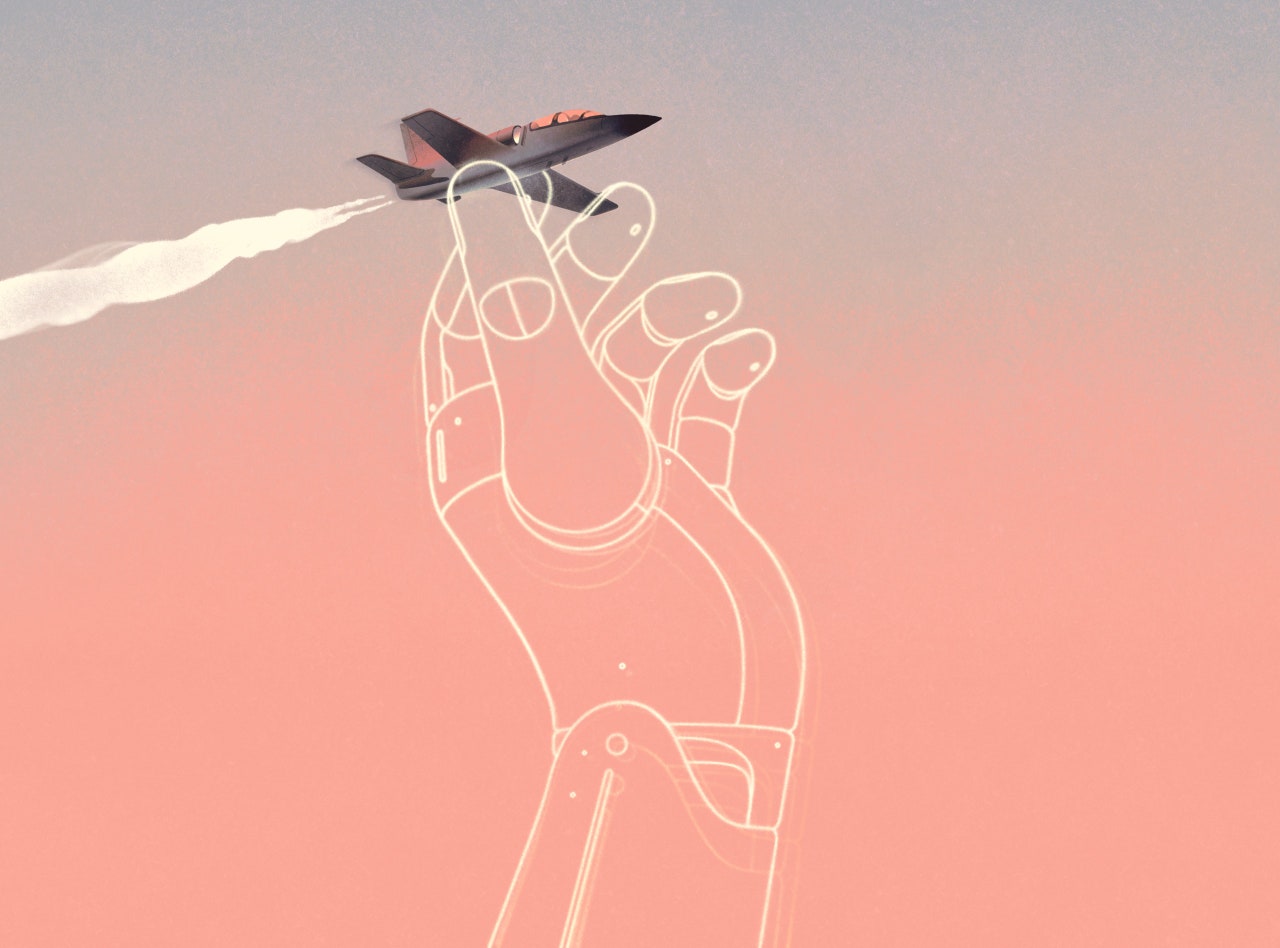 cover for The Rise of A.I. Fighter Pilots: Artificial intelligence is being taught to fly warplanes. Can the technology be trusted? by Sue Halpern