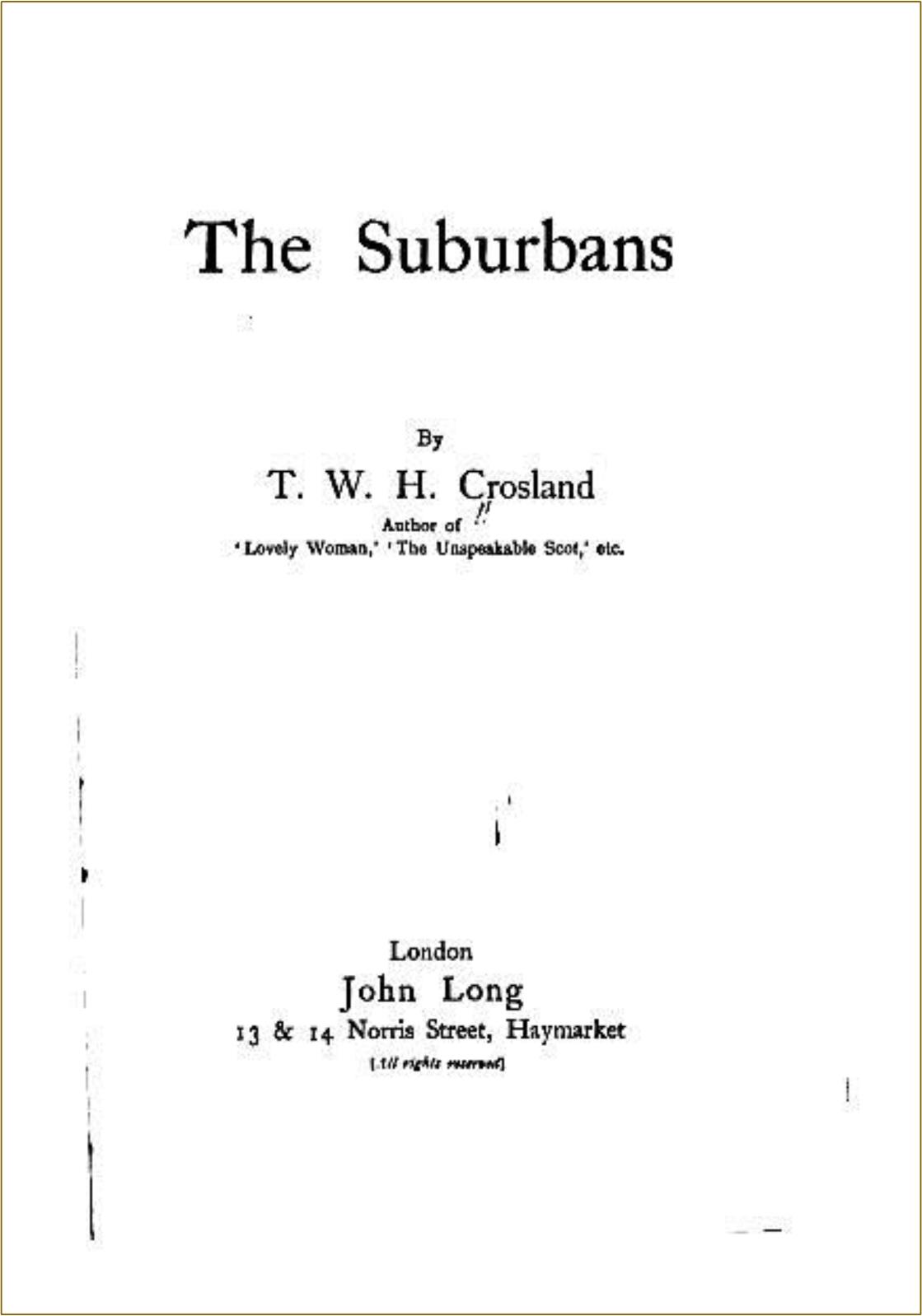 cover for The Suburbans by T.W. H. Crosland